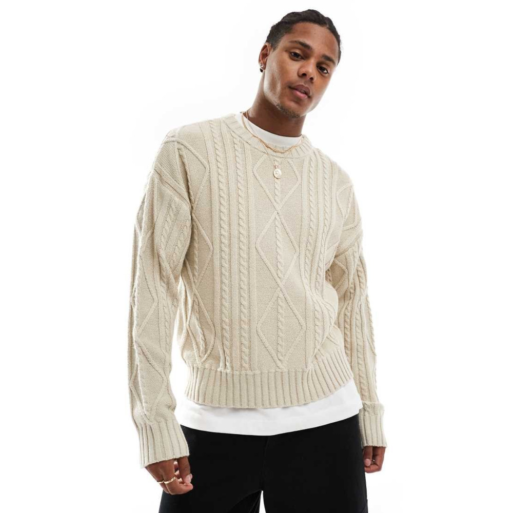 Cotton On Cream Cable Knit Crewneck Sweater